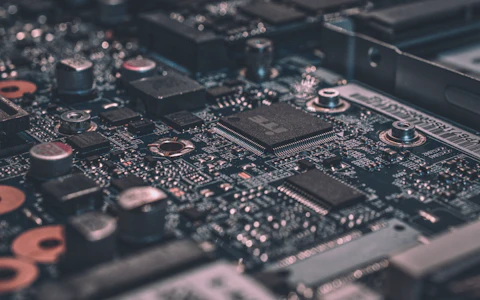 Close-up detail of a computer circuit board